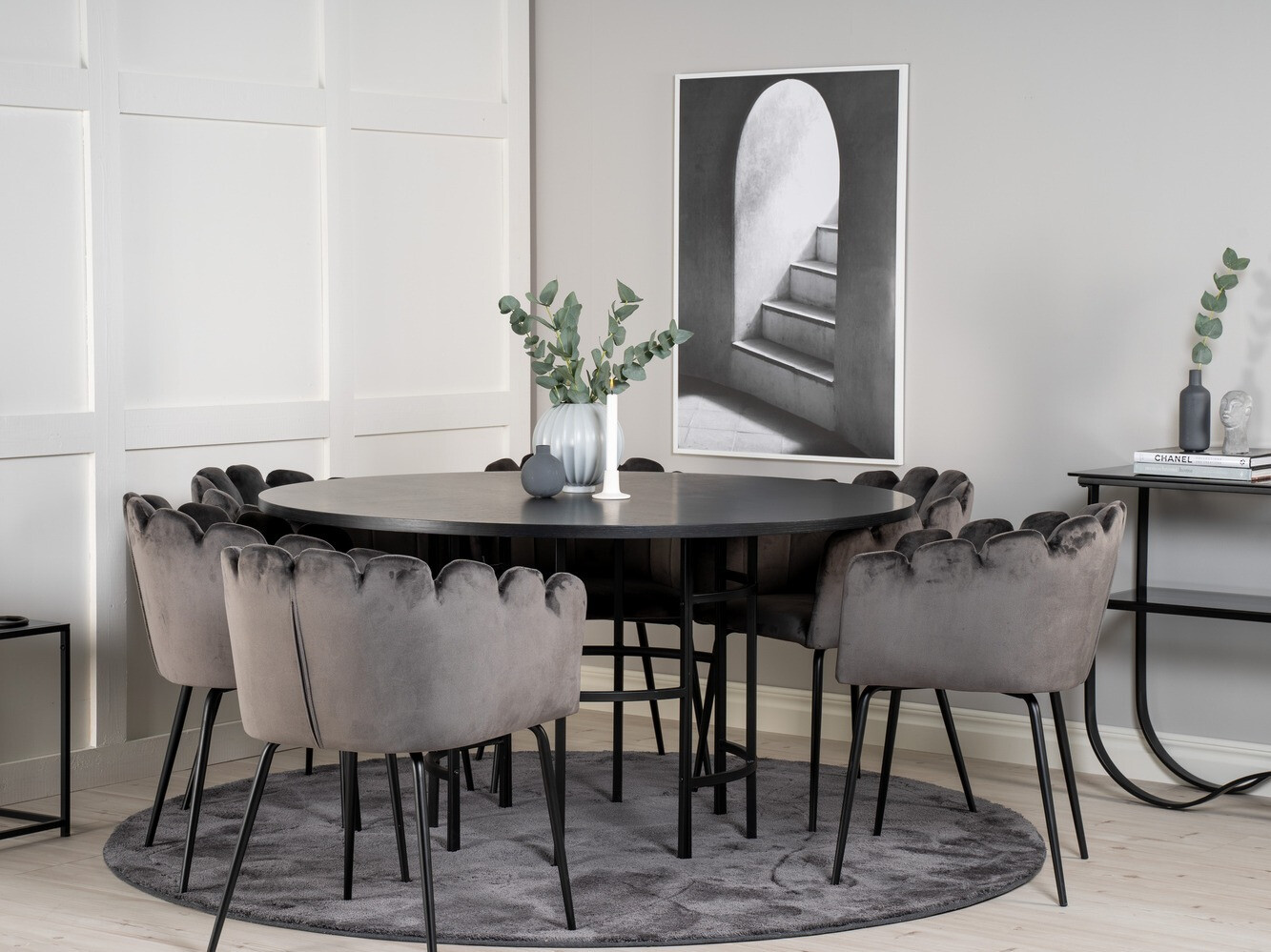 Borðstofusett Dallas 312 (Grár + Svartur)