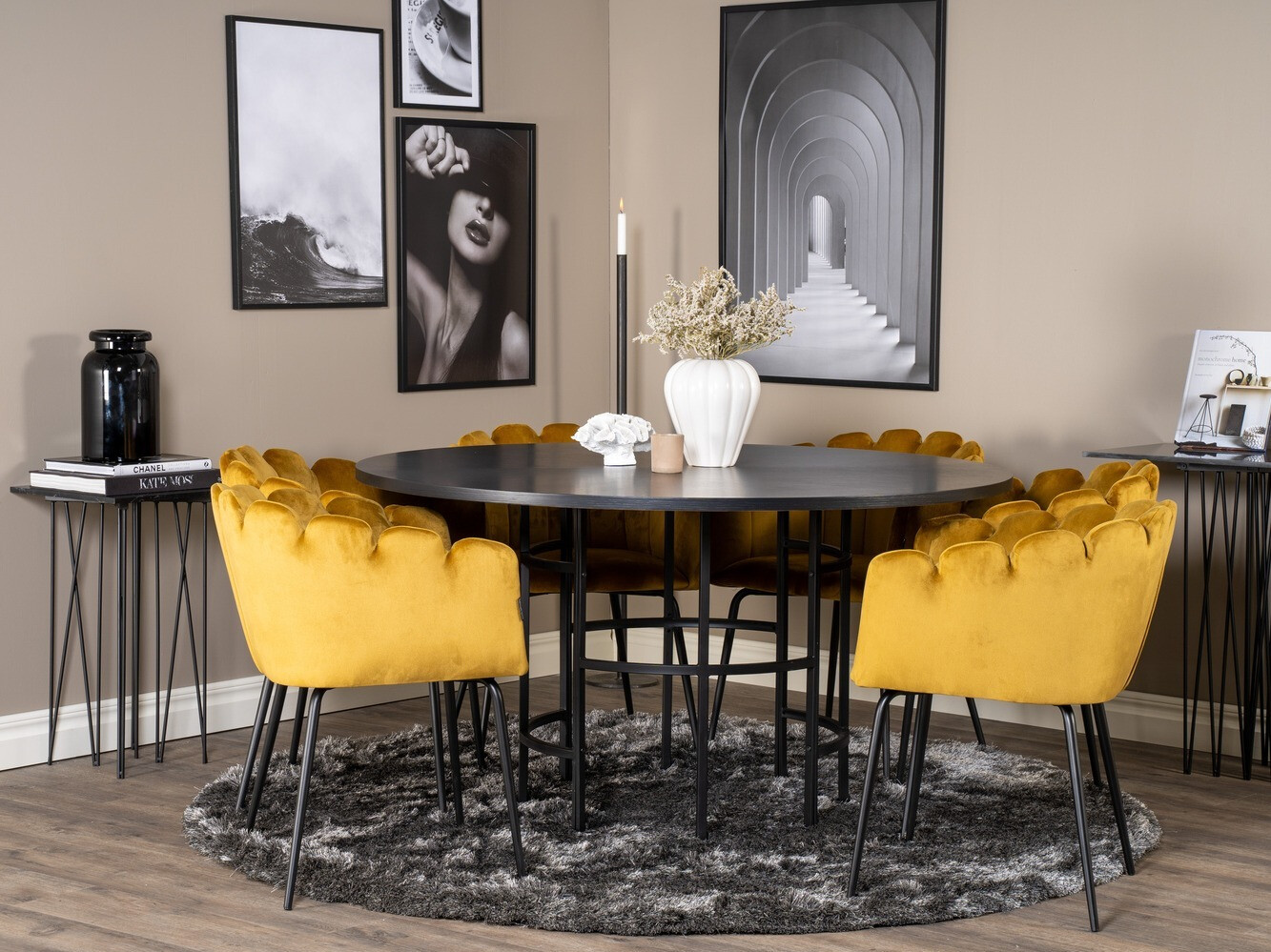 Borðstofusett Dallas 312 (Gulur + Svartur)
