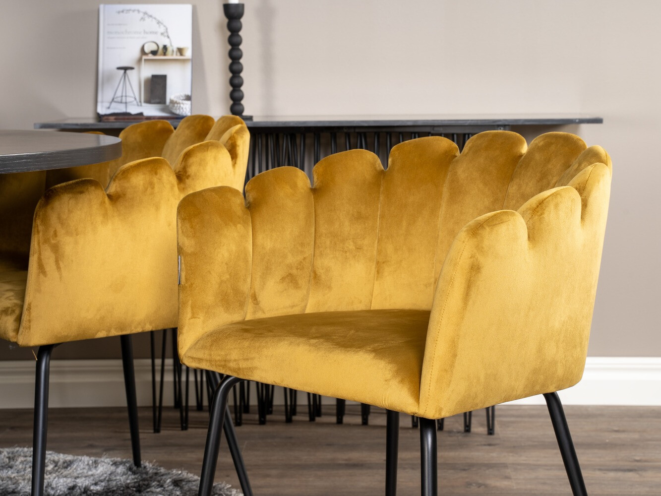 Borðstofusett Dallas 312 (Gulur + Svartur)