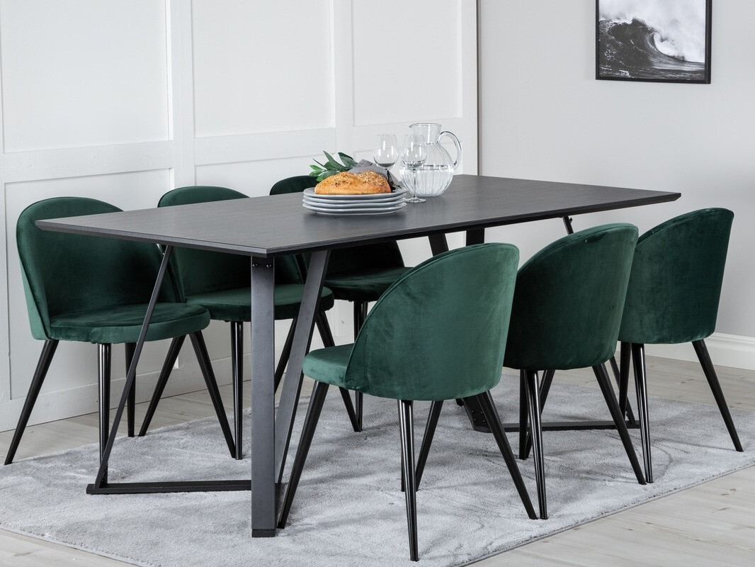 Borðstofusett Dallas 360 (Grænn + Svartur)