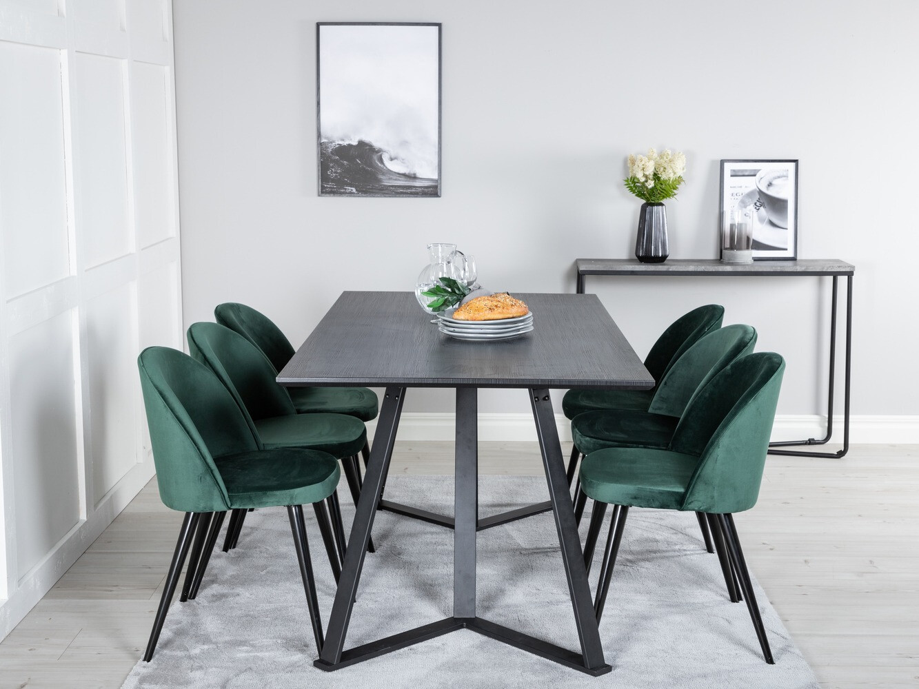 Borðstofusett Dallas 360 (Grænn + Svartur)