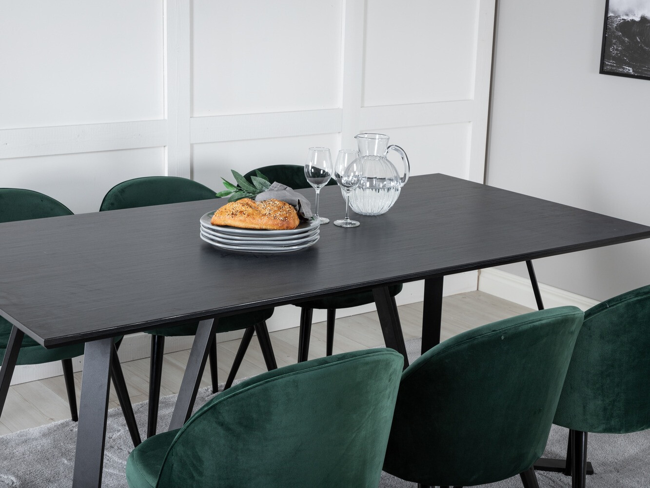 Borðstofusett Dallas 360 (Grænn + Svartur)