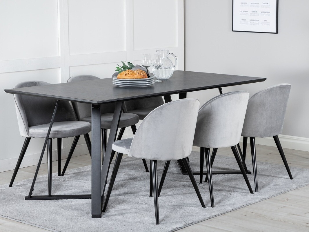 Borðstofusett Dallas 360 (Grár + Svartur)