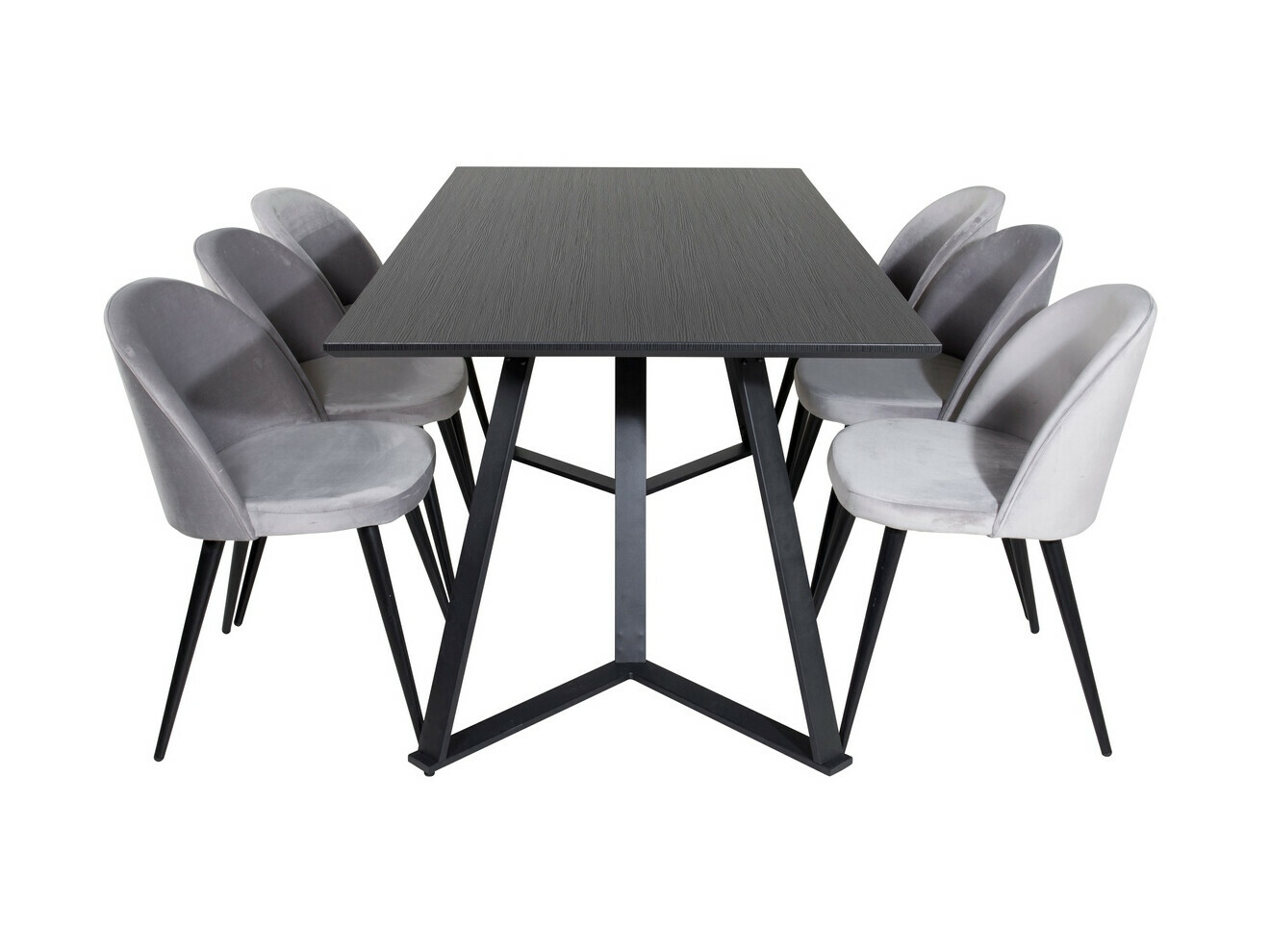 Borðstofusett Dallas 360 (Grár + Svartur)
