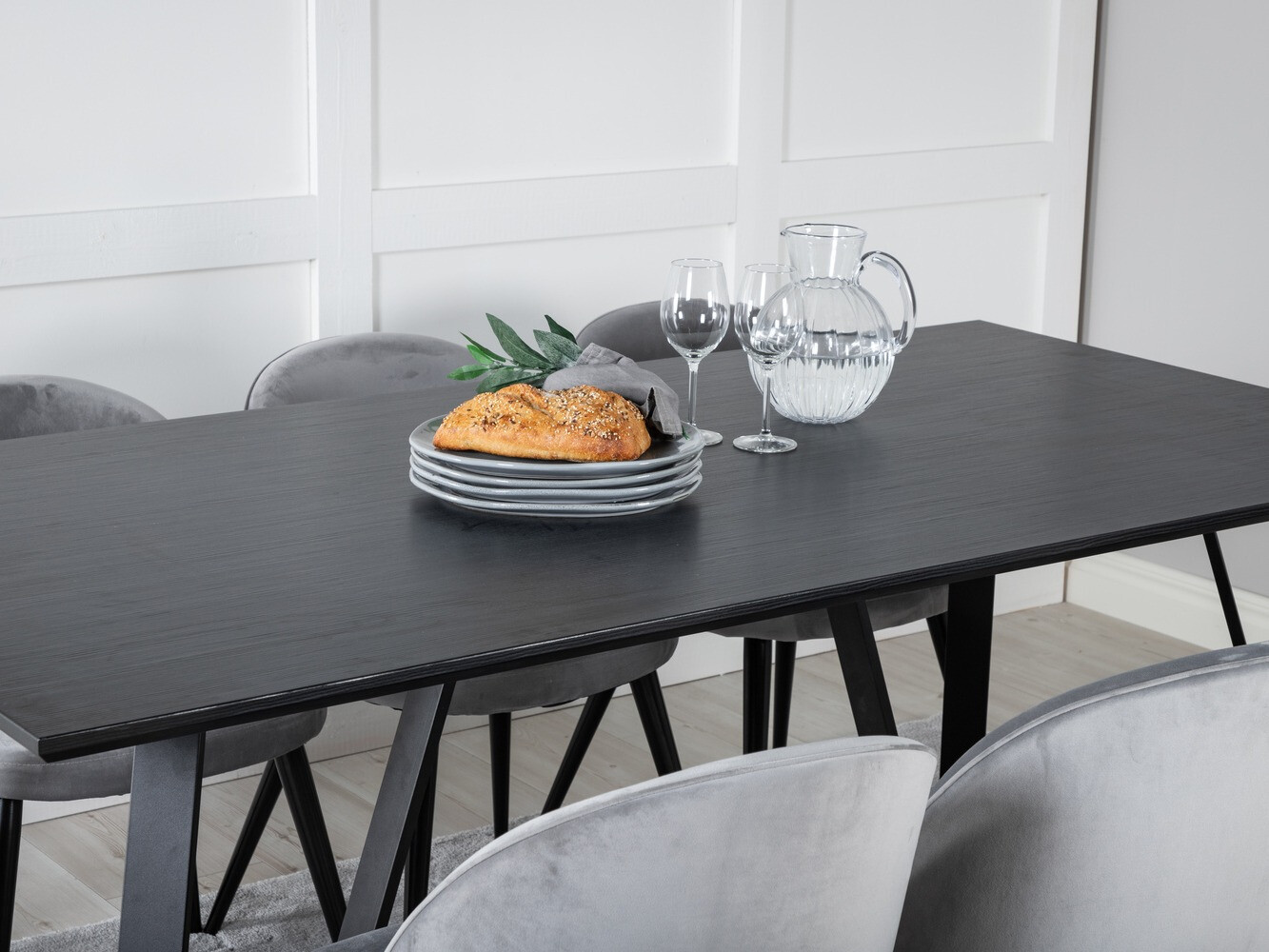Borðstofusett Dallas 360 (Grár + Svartur)