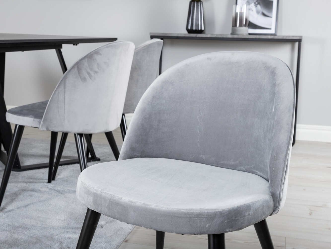 Borðstofusett Dallas 360 (Grár + Svartur)