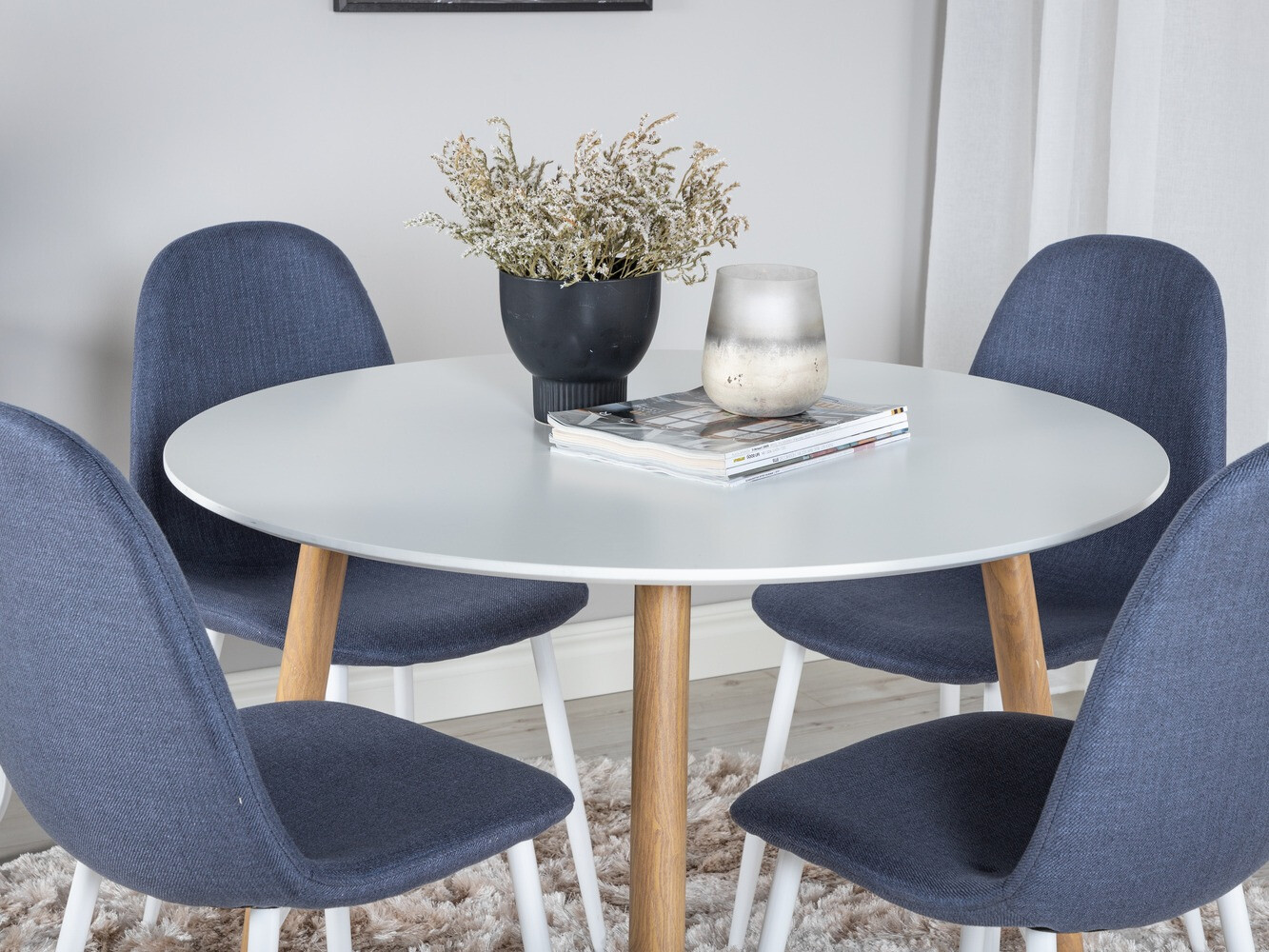 Borðstofusett Dallas 291 (Blár + Hvítur)