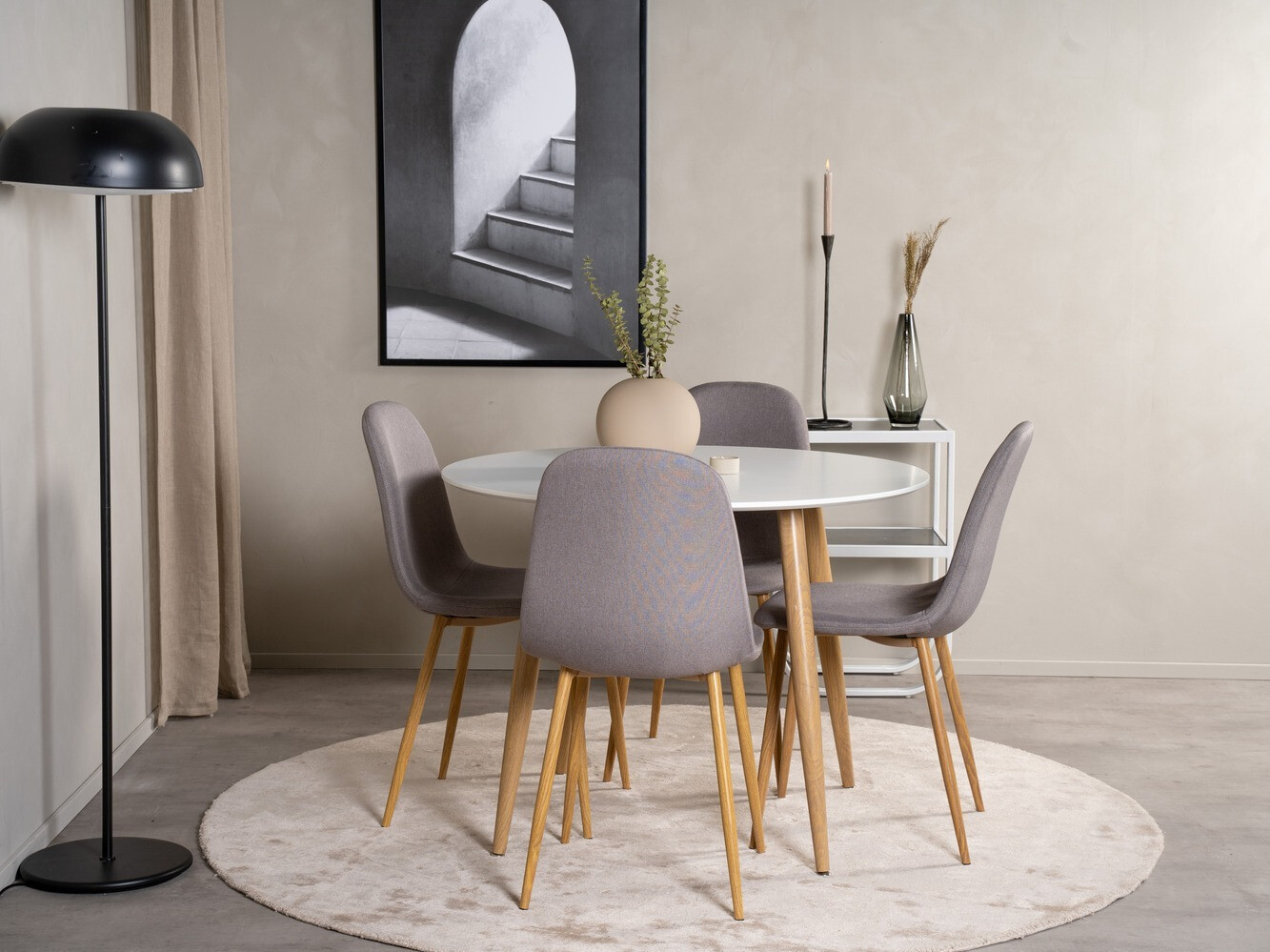 Borðstofusett Dallas 291 (Grár + Eik)