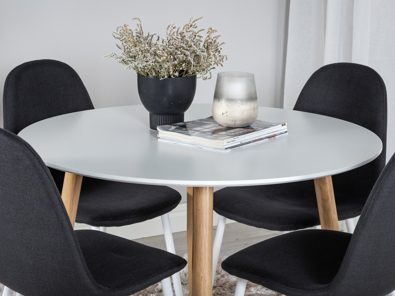 Borðstofusett Dallas 291 (Svartur + Hvítur)