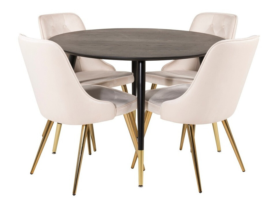 Borðstofusett Dallas 1178 (Beige + Gylltur)