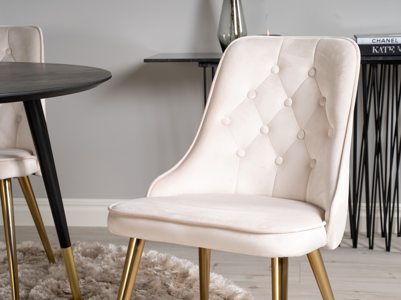 Borðstofusett Dallas 1178 (Beige + Gylltur)