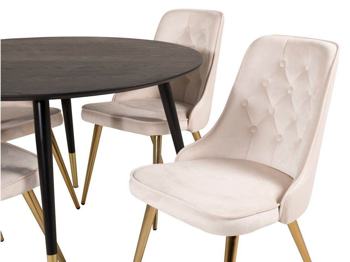 Borðstofusett Dallas 1178 (Beige + Gylltur)