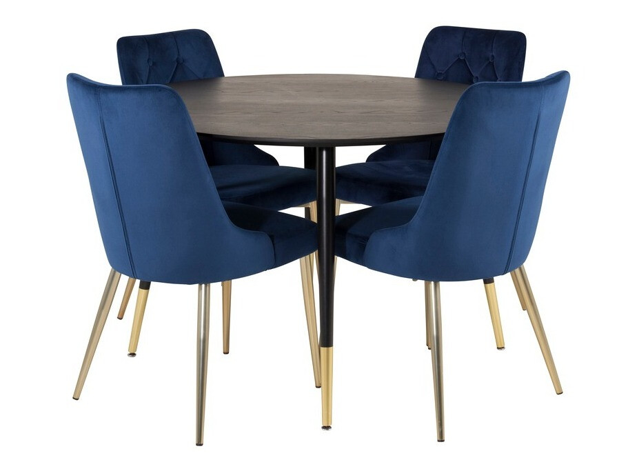 Borðstofusett Dallas 1178 (Blár + Gylltur)