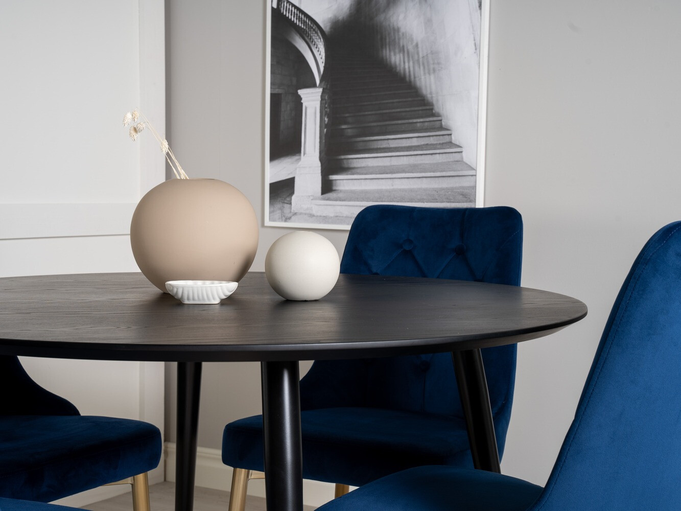 Borðstofusett Dallas 1178 (Blár + Gylltur)
