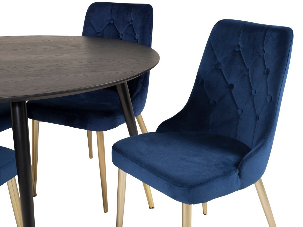 Borðstofusett Dallas 1178 (Blár + Gylltur)
