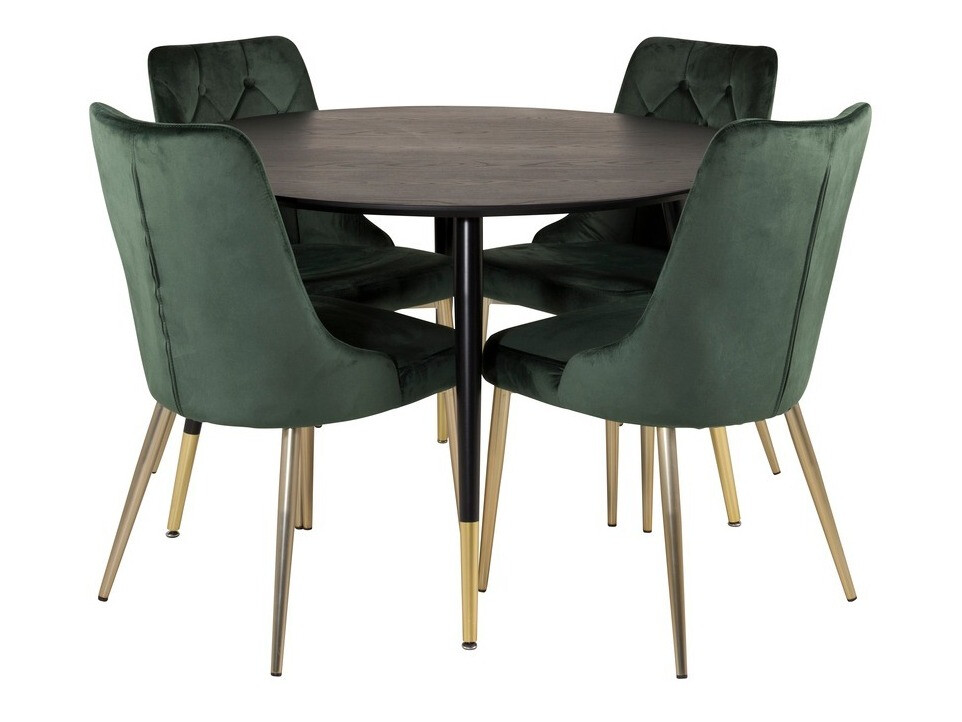 Borðstofusett Dallas 1178 (Grænn + Gylltur)