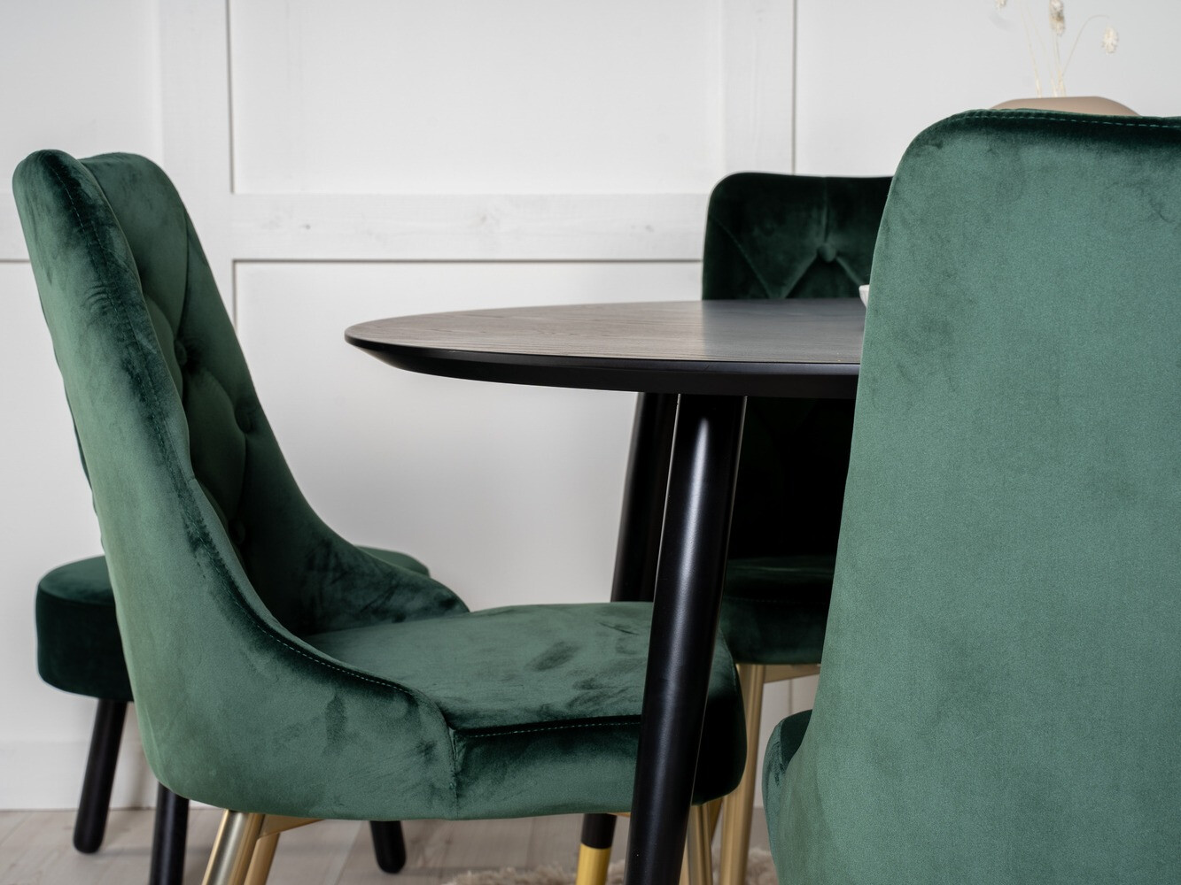 Borðstofusett Dallas 1178 (Grænn + Gylltur)