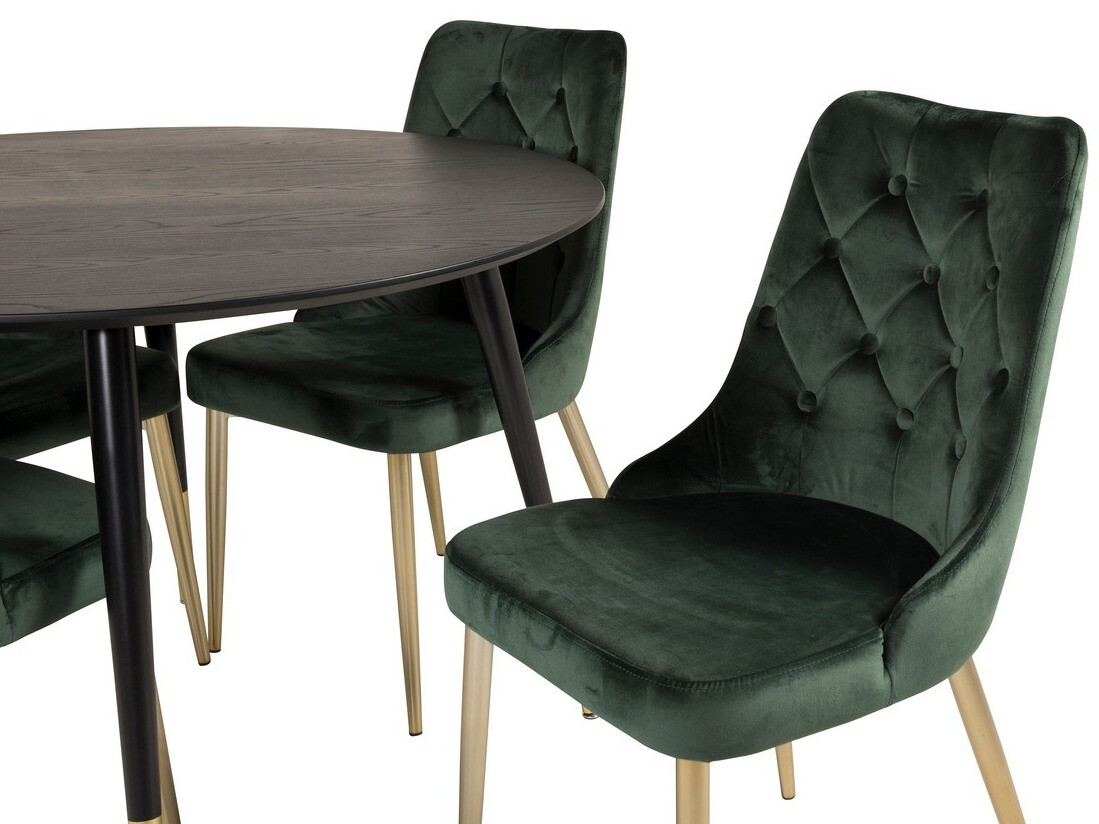 Borðstofusett Dallas 1178 (Grænn + Gylltur)
