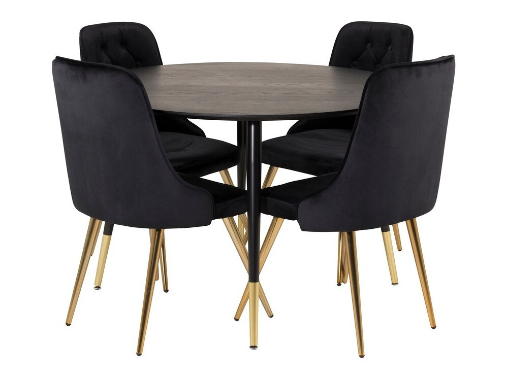 Borðstofusett Dallas 1178 (Svartur + Gylltur)