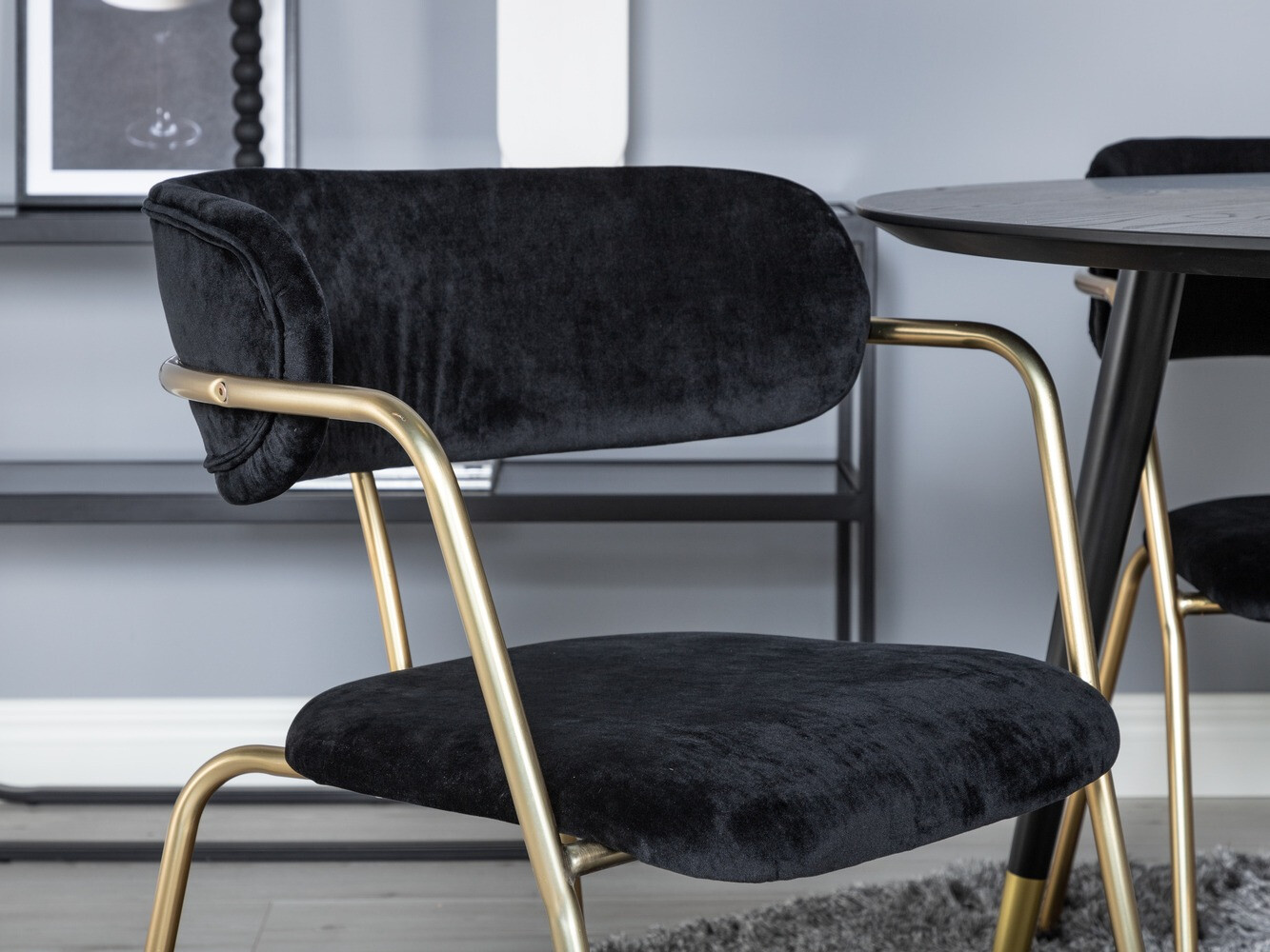 Borðstofusett Dallas 1180 (Svartur + Gylltur)