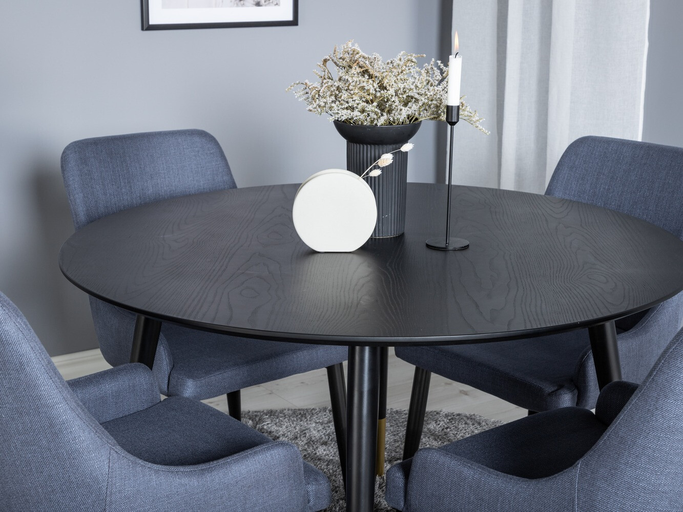Borðstofusett Dallas 1181 (Blár + Svartur)