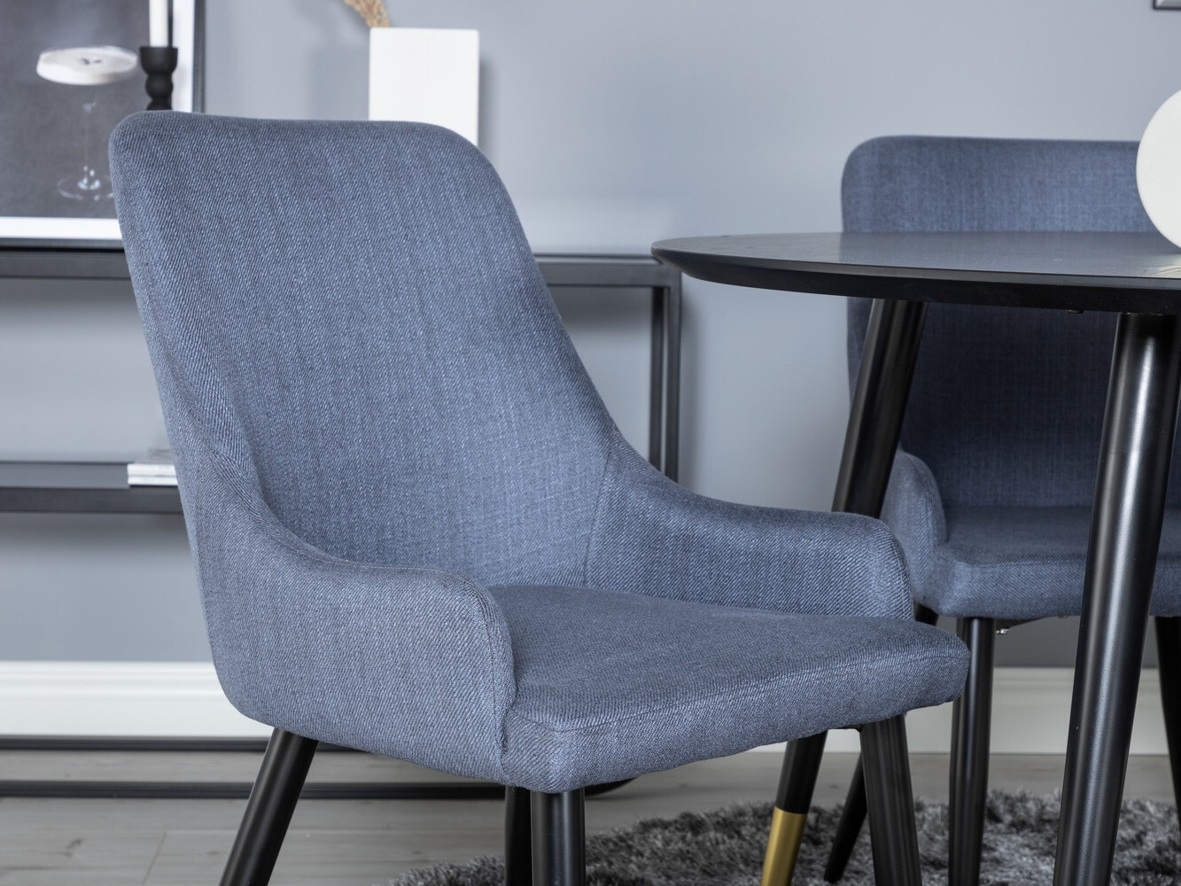 Borðstofusett Dallas 1181 (Blár + Svartur)