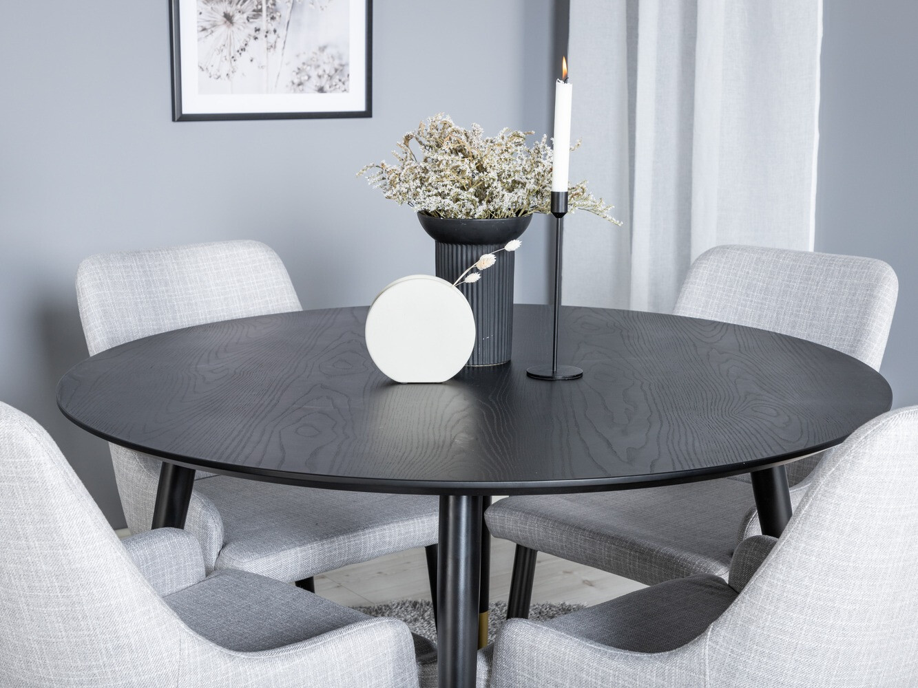 Borðstofusett Dallas 1181 (Grár + Svartur)