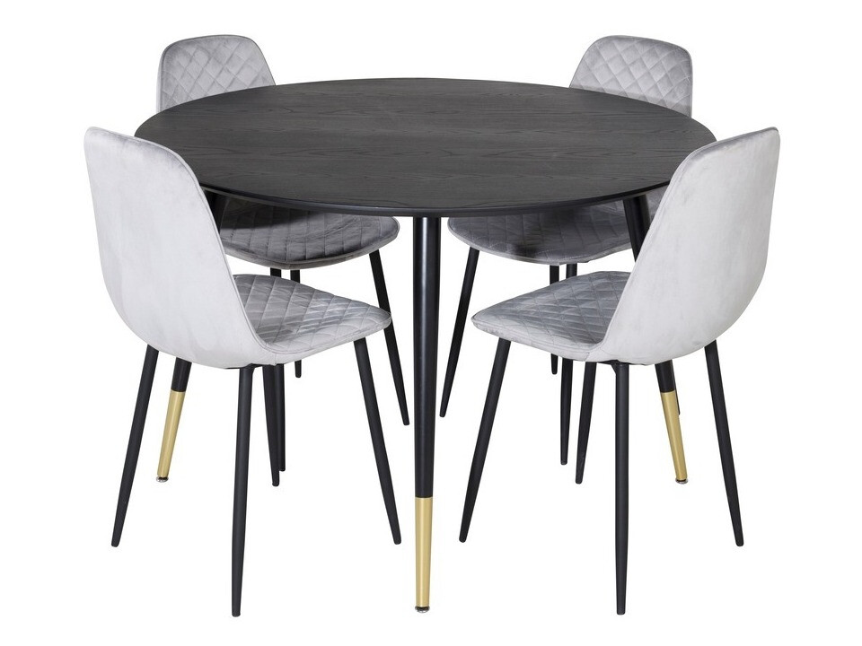 Borðstofusett Dallas 1183 (Grár + Svartur)