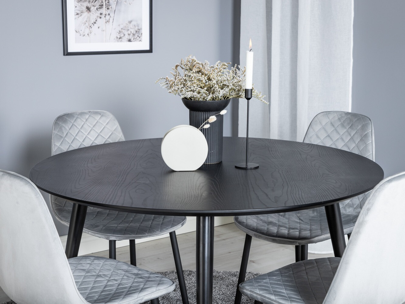 Borðstofusett Dallas 1183 (Grár + Svartur)