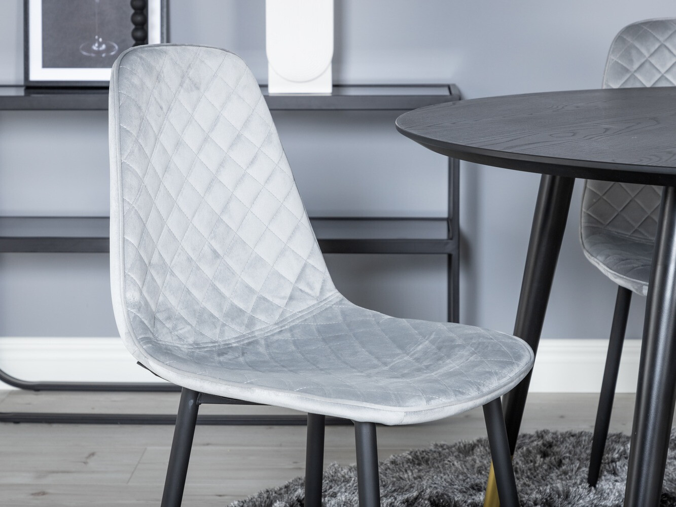 Borðstofusett Dallas 1183 (Grár + Svartur)
