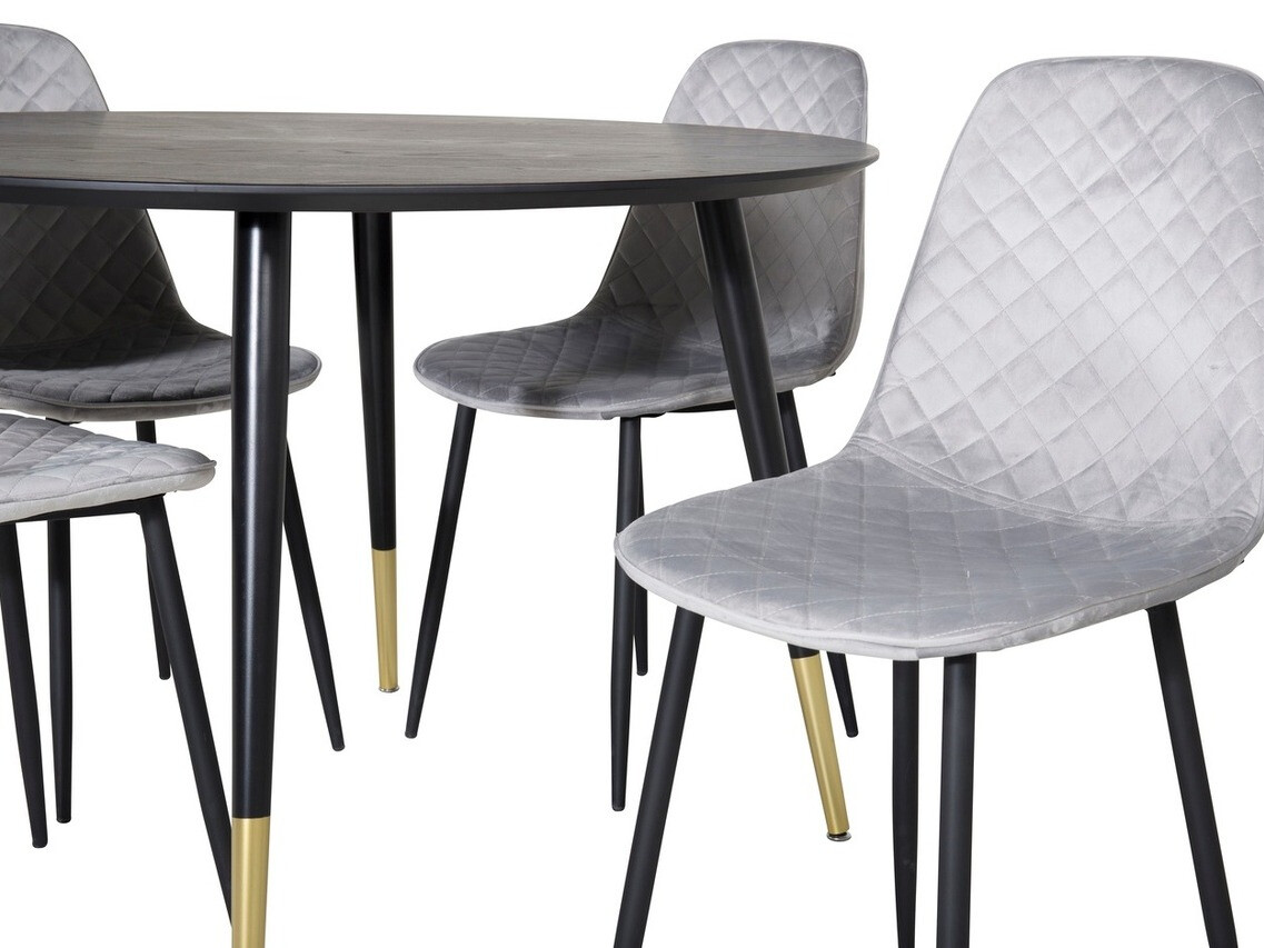 Borðstofusett Dallas 1183 (Grár + Svartur)