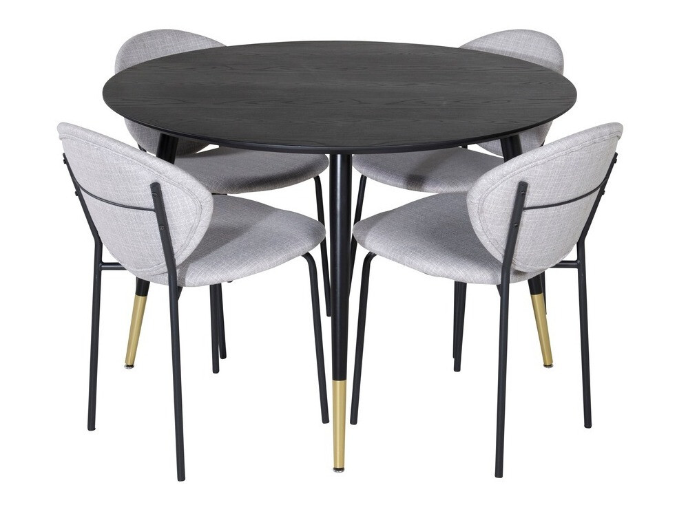 Borðstofusett Dallas 1186 (Grár + Svartur)