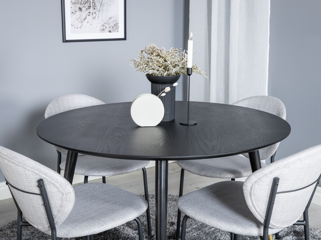 Borðstofusett Dallas 1186 (Grár + Svartur)