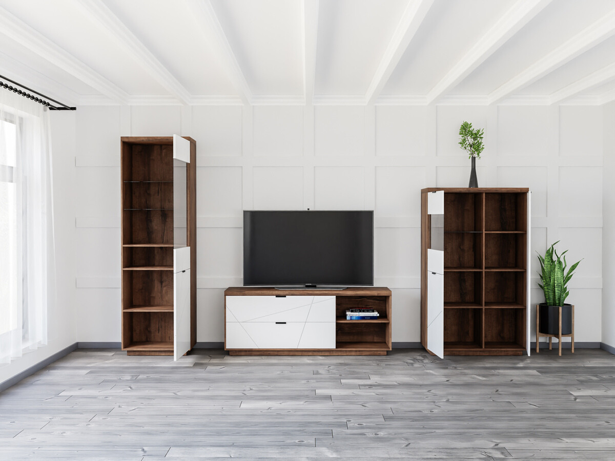 Stofusett Fivale 112 (Dökk Delano-eik + Hvítt háglans)