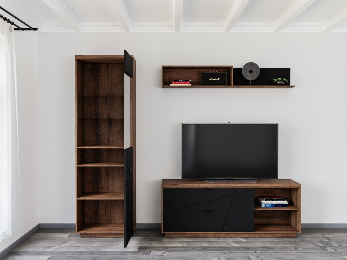 Stofusett Fivale 113 (Dökk Delano-eik + Matt svart)