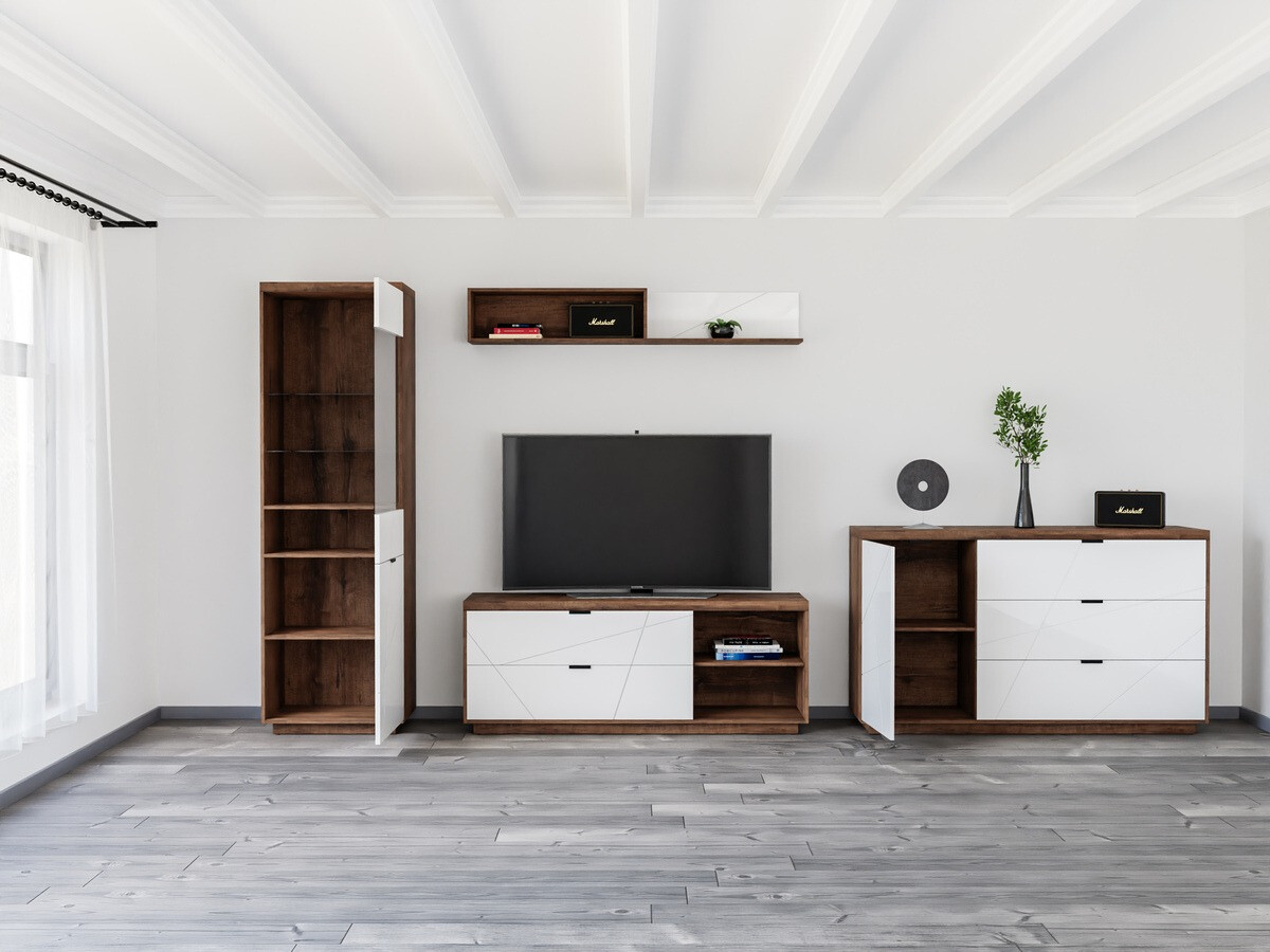 Stofusett Fivale 114 (Dökk Delano-eik + Hvítt háglans)