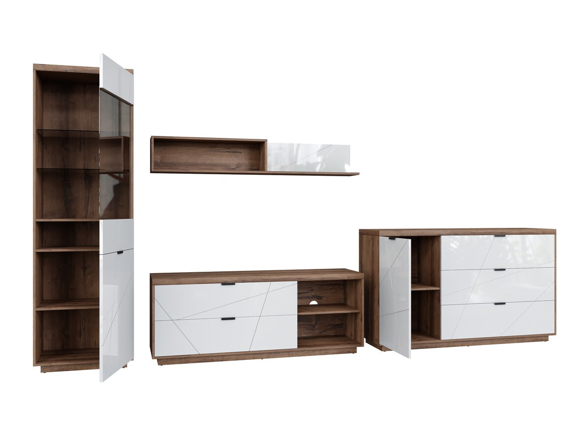 Stofusett Fivale 114 (Dökk Delano-eik + Hvítt háglans)