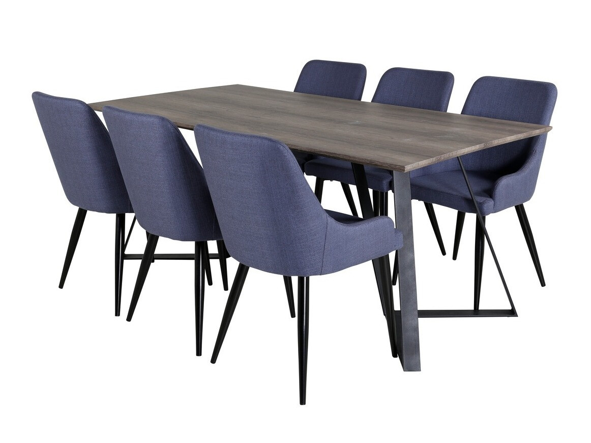 Borðstofusett Dallas 1345 (Blár + Svartur)