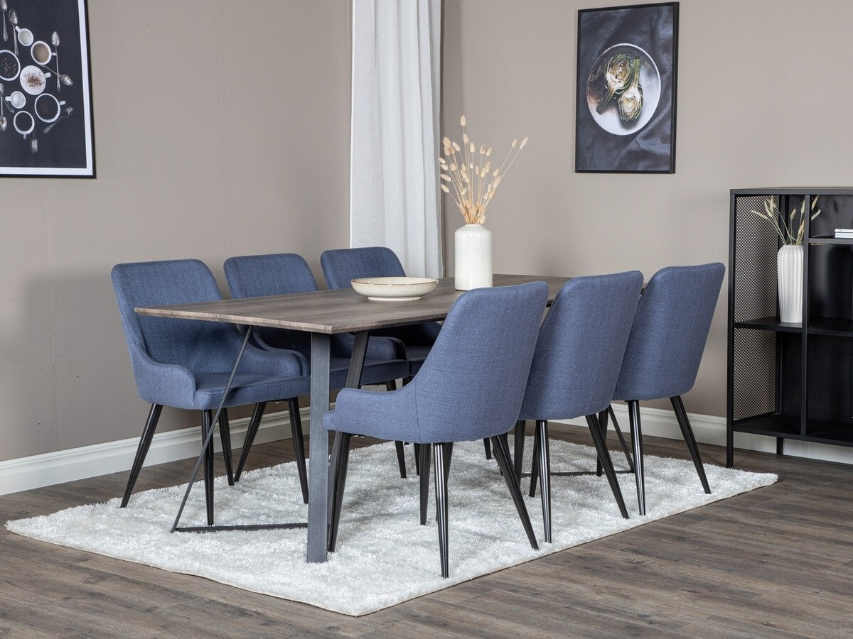 Borðstofusett Dallas 1345 (Blár + Svartur)