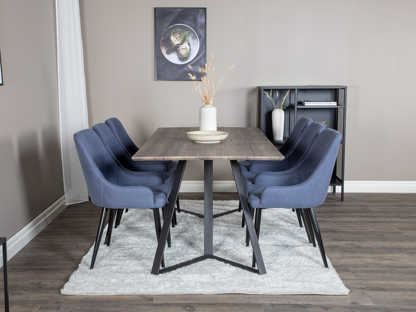 Borðstofusett Dallas 1345 (Blár + Svartur)