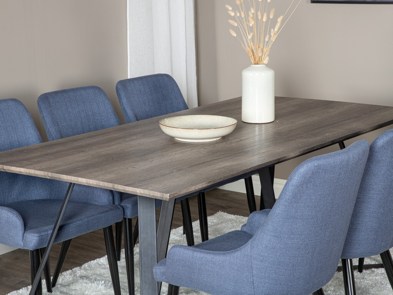 Borðstofusett Dallas 1345 (Blár + Svartur)
