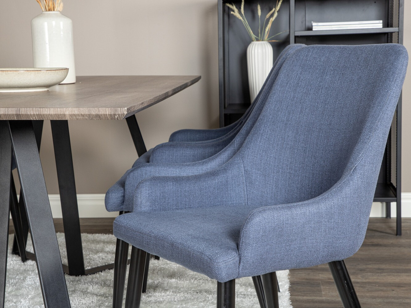 Borðstofusett Dallas 1345 (Blár + Svartur)