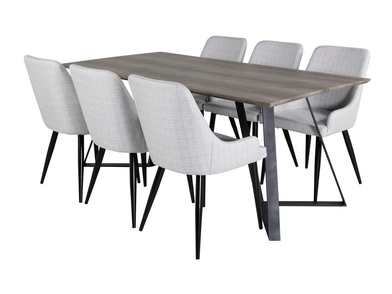 Borðstofusett Dallas 1345 (Ljósgrár + Svartur)