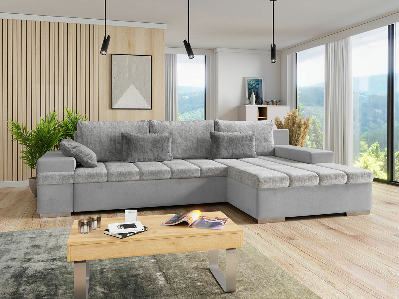 Horn­sófi Comfivo Olivetum II (Venus Velvet 2921 + Miu 2059 + Miu 2058)