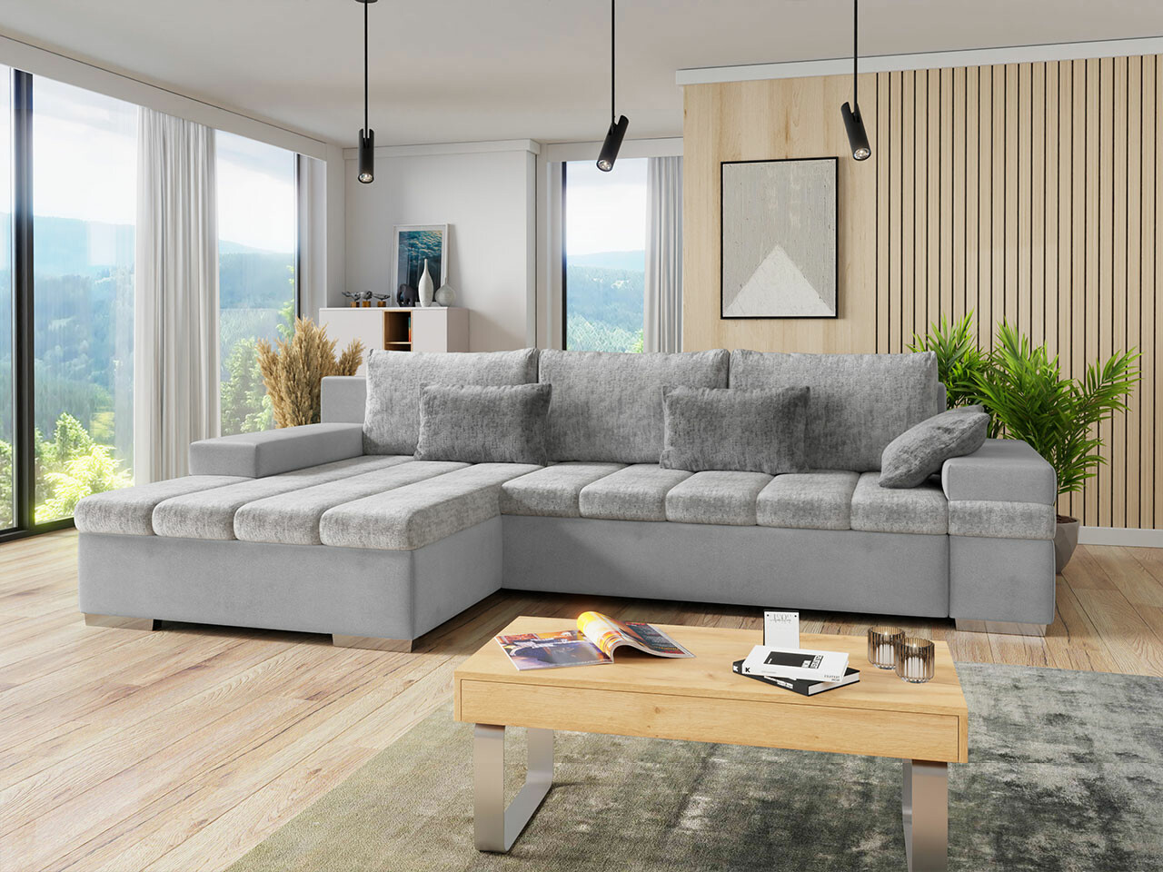 Horn­sófi Comfivo Olivetum II (Venus Velvet 2921 + Miu 2059 + Miu 2058)