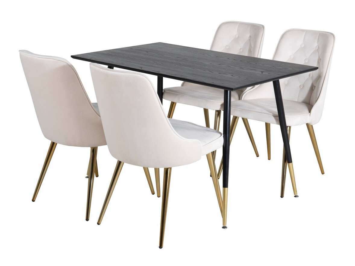Borðstofusett Dallas 1673 (Beige + gylltur)
