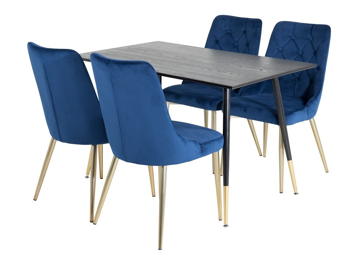 Borðstofusett Dallas 1673 (Blár + gylltur)