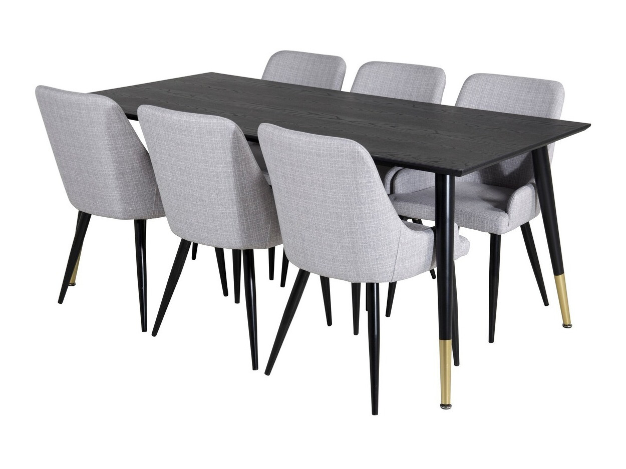 Borðstofusett Dallas 2599 (Svartur + Messing)