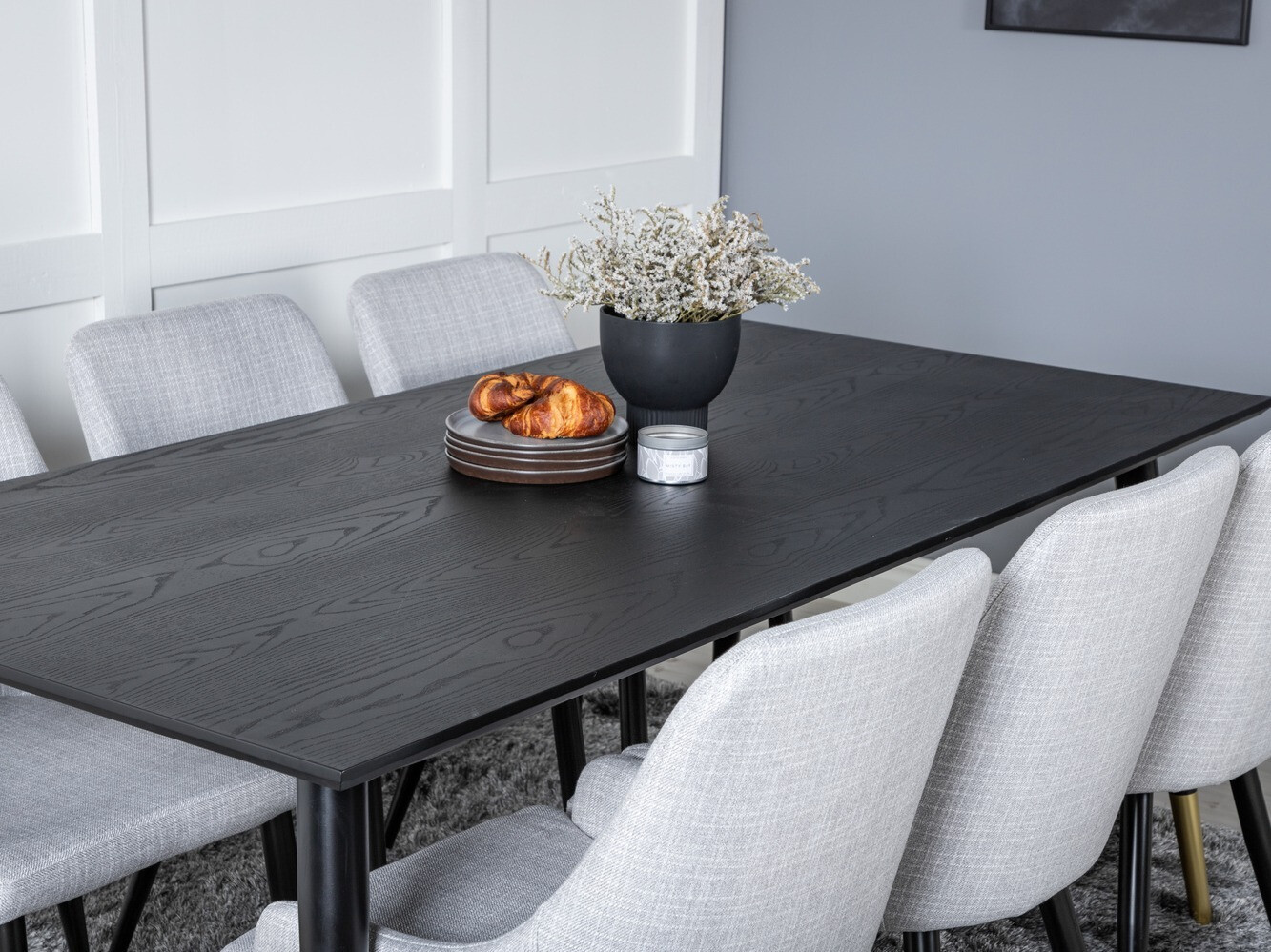 Borðstofusett Dallas 2599 (Svartur + Messing)
