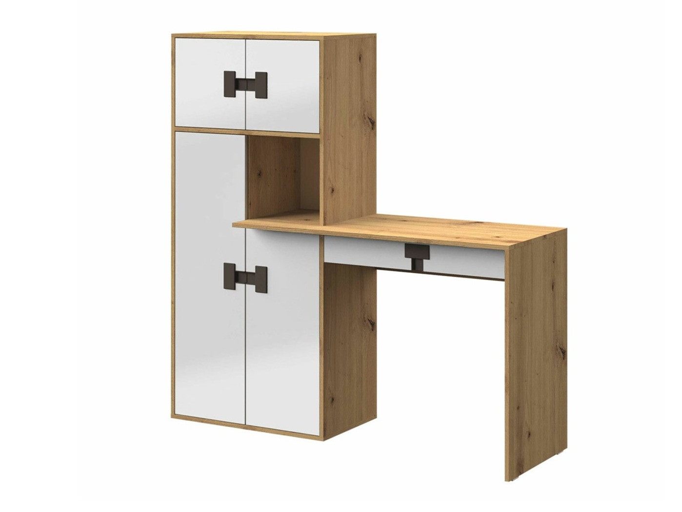 Skrifborð Florevi 101 (Hvítt háglans + Artisan-eik)